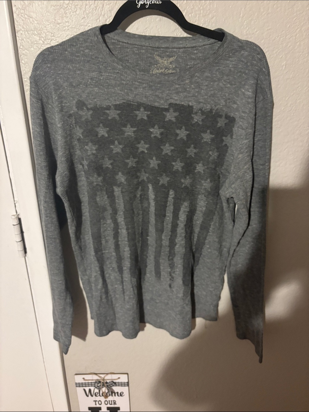 Men's Grey Flag Graphic Thermal long sleeve